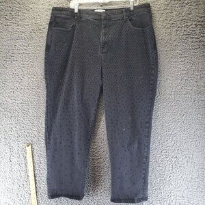 Lane Bryant Jeans Womens Size 20 Black Mid-Rise Boyfriend Rhinestone Studded